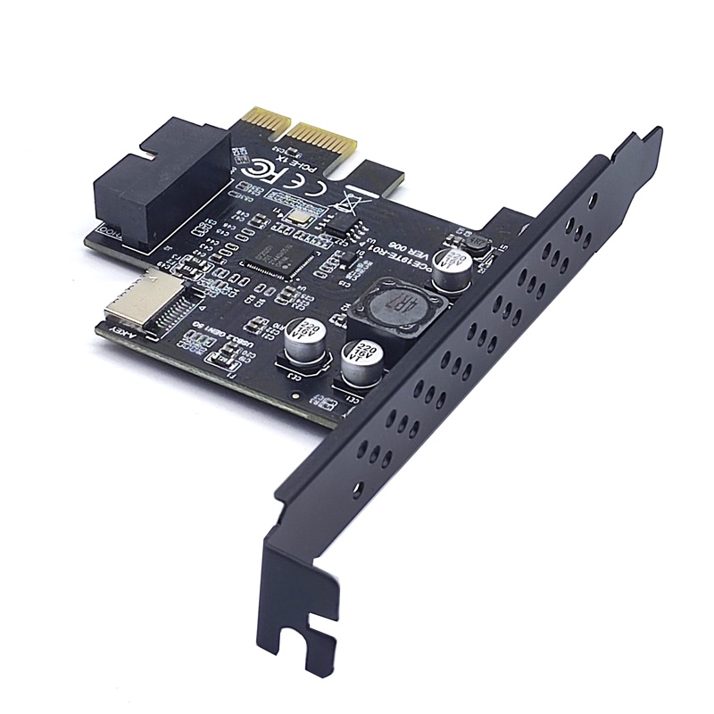 Mới Card Mở Rộng PCIe 2.0 X1 USB 3.2 Gen1 19Pin + Type-C USB3.2 5Gbps Thẻ