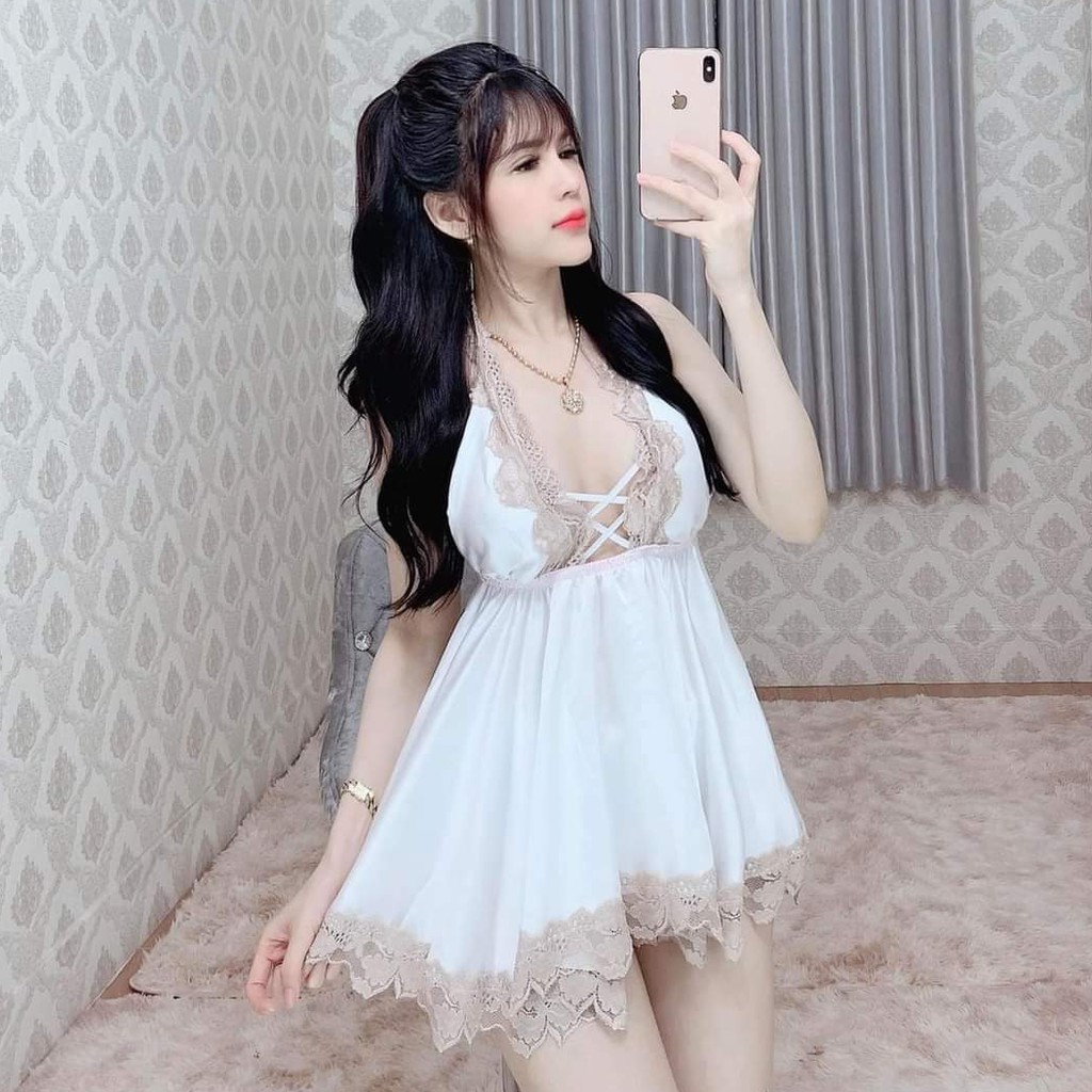 Váy ngủ sexy ❣️FREE SHIP❣️ Váy yếm + quần vải vatin <60kg | BigBuy360 - bigbuy360.vn