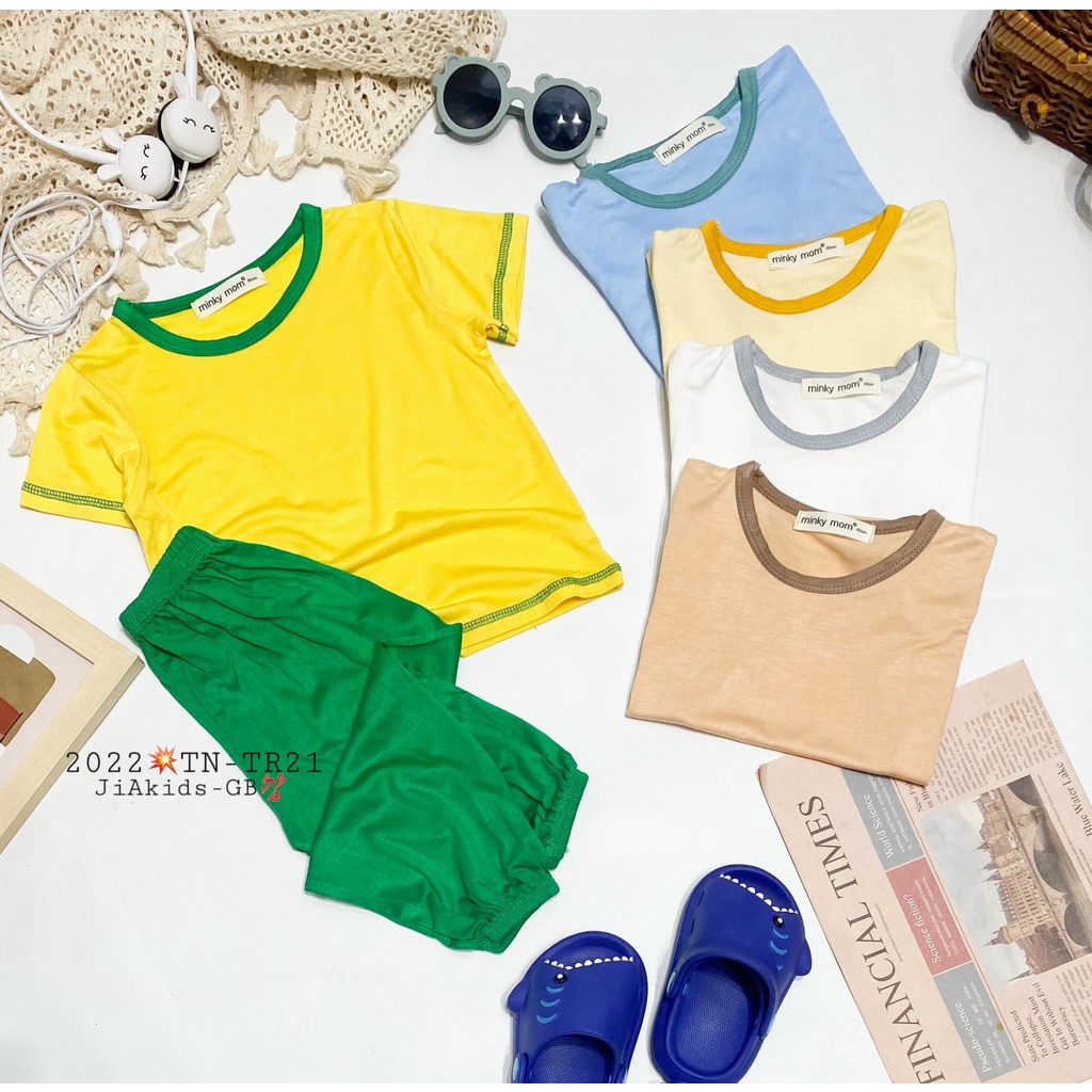 Bộ Ngắn Tay Quần Alibaba THUN LẠNH MINKYMOM Phối Màu Viền Áo Quần Cho Bé TN-TR21