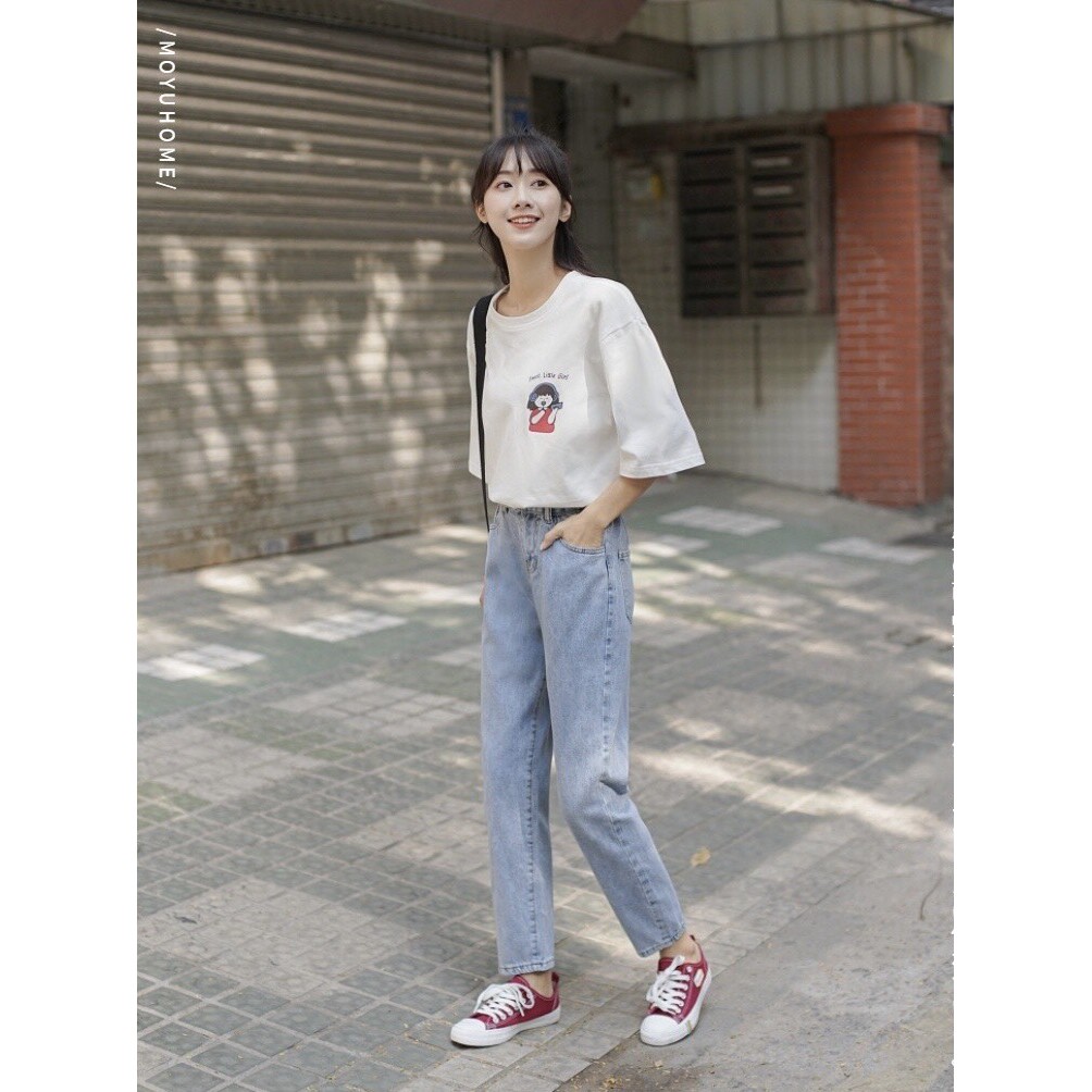 Quần jean bò nữ Phom baggy, jeans ống suông đứng TX-02 style hàn quốc 2021 | BigBuy360 - bigbuy360.vn