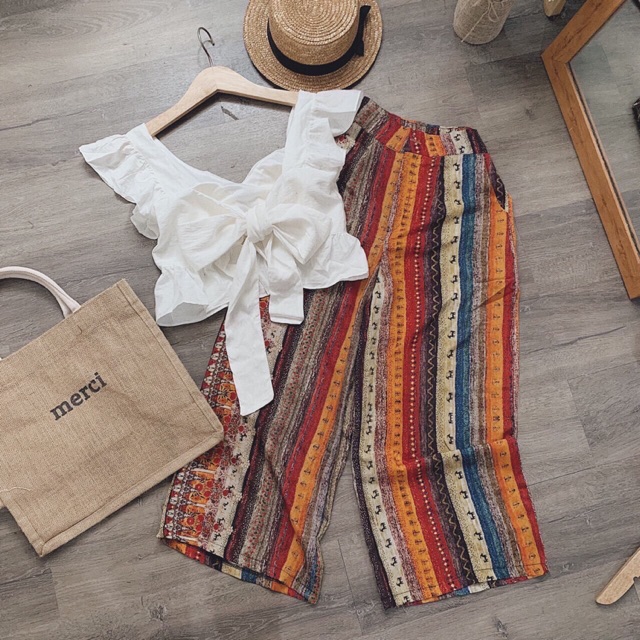 SET ÁO XÔ NƠ LƯNG KÈM QUẦN THỔ CẨM