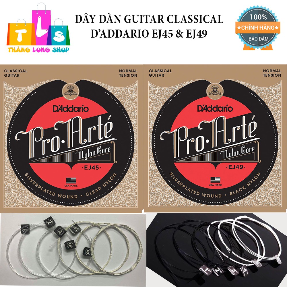 D'Addario EJ45 & EJ49 - Dây đàn Guitar Classic Pro-Arte Nylon Classical Guitar Strings, Normal Tension