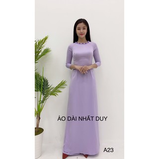 ÁO DÀI TRƠN ĐÍNH CÚC CỔ SIÊU XINH, GIÁ SIÊU RẺ. CHẤT LỤA TÂY THI CAO CÂP-A23