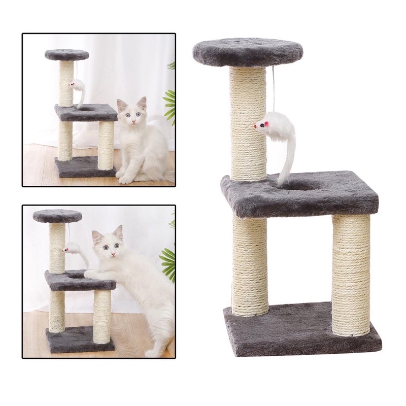 Trụ cào móng mèo ( Cattree) 2 tầng có nệm và đồ chơi