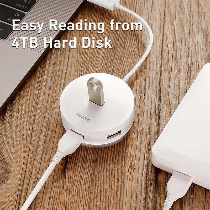 Bộ Chuyển Đổi Baseus Round Box HUB Adapter Type-C Hoặc USB3.0 To USB3.0*1 + USB2.0*3 Cho Macbook Pro Air