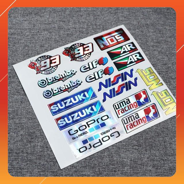 [BẢO HÀNH UY TÍN]  BỘ TEM CROM NHIỀU STICKER, DECAL MẪU  93, BREMBO, NOS, AR, NISSIN....