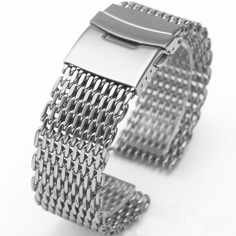Dây Đeo Đồng Hồ Bằng Thép Không Gỉ Dày 1.2M 18/20/22/24Mm Màu Bạc/Đen