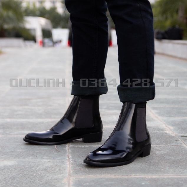 [TẶNG TẤT CAO CỔ] Giày Chelsea Boots Nam Đen, Giày Bốt Cao cổ nam tăng chiều cao 5cm thích hợp đi làm đi học đi chơi | WebRaoVat - webraovat.net.vn