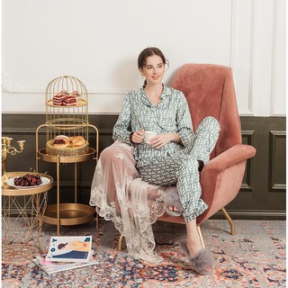 Bộ lụa quần dài tay dài Luxury Bambi - Mã 15