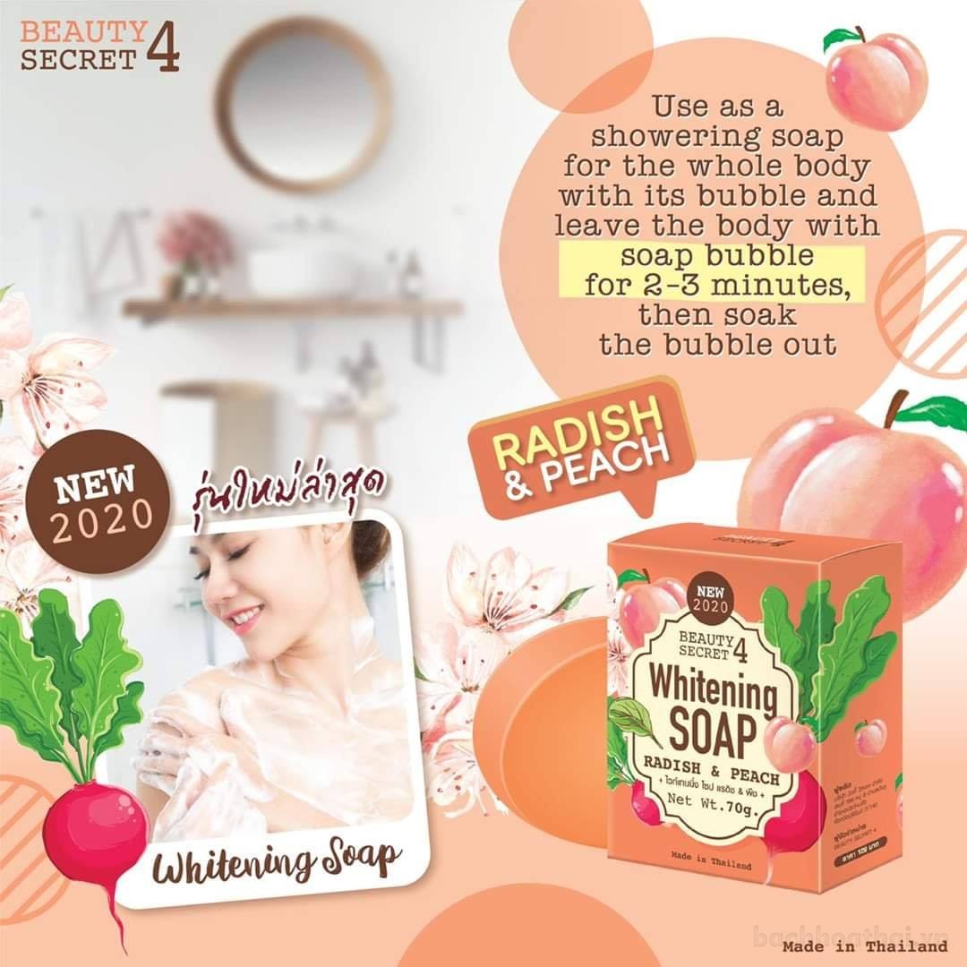 Xà phòng ṫrị rạn làm trắŉg da Beauty Secret 4 Whitening Soap Radish &amp; Peach