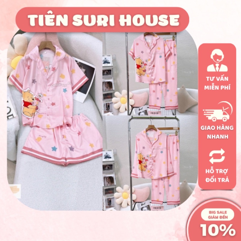 Đồ Bộ Mặc Nhà Pyjama Lụa Latin Thiết Kế Cao Cấp Booboo Pool Hồng- Tiên Suri House