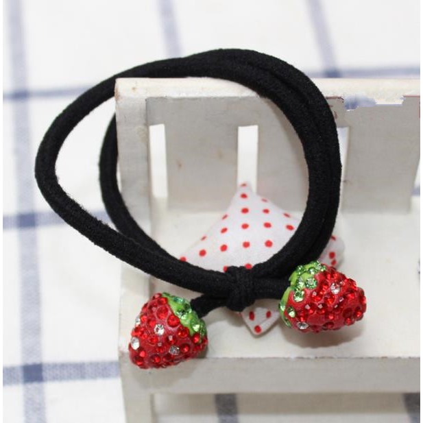 Dây cột tóc 2 trái dâu tây phong cách nhẹ nhàng