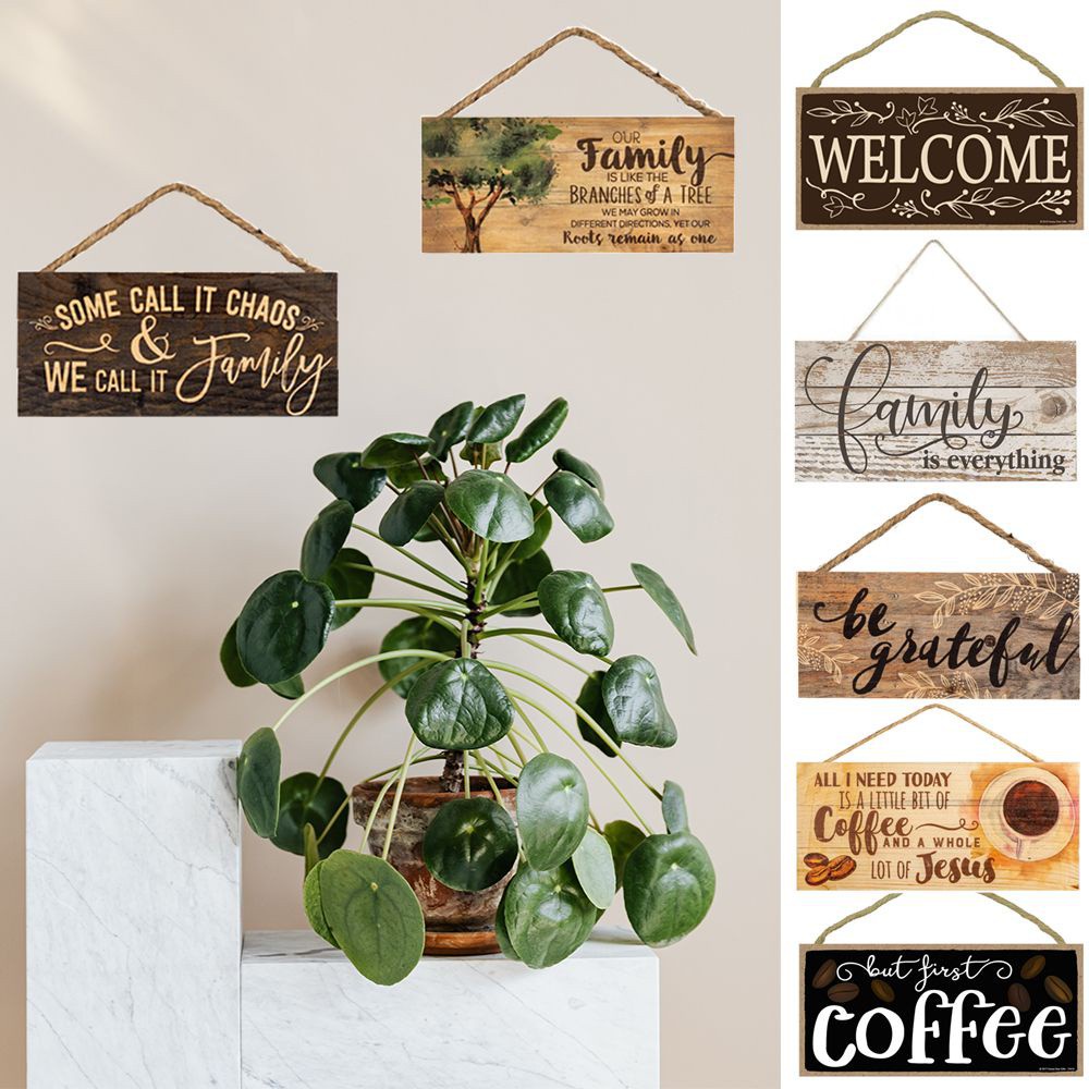 Bảng gỗ in chữ Welcome treo tường trang trí nội thất nhà cửa