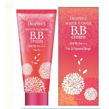 Deoproce WHITE FLOWER BB CREAM SPF 35 PA +++ KEM BB LÀM SÁNG DA + CHỐNG NẮNG HOA TRÀ (TONE 21)