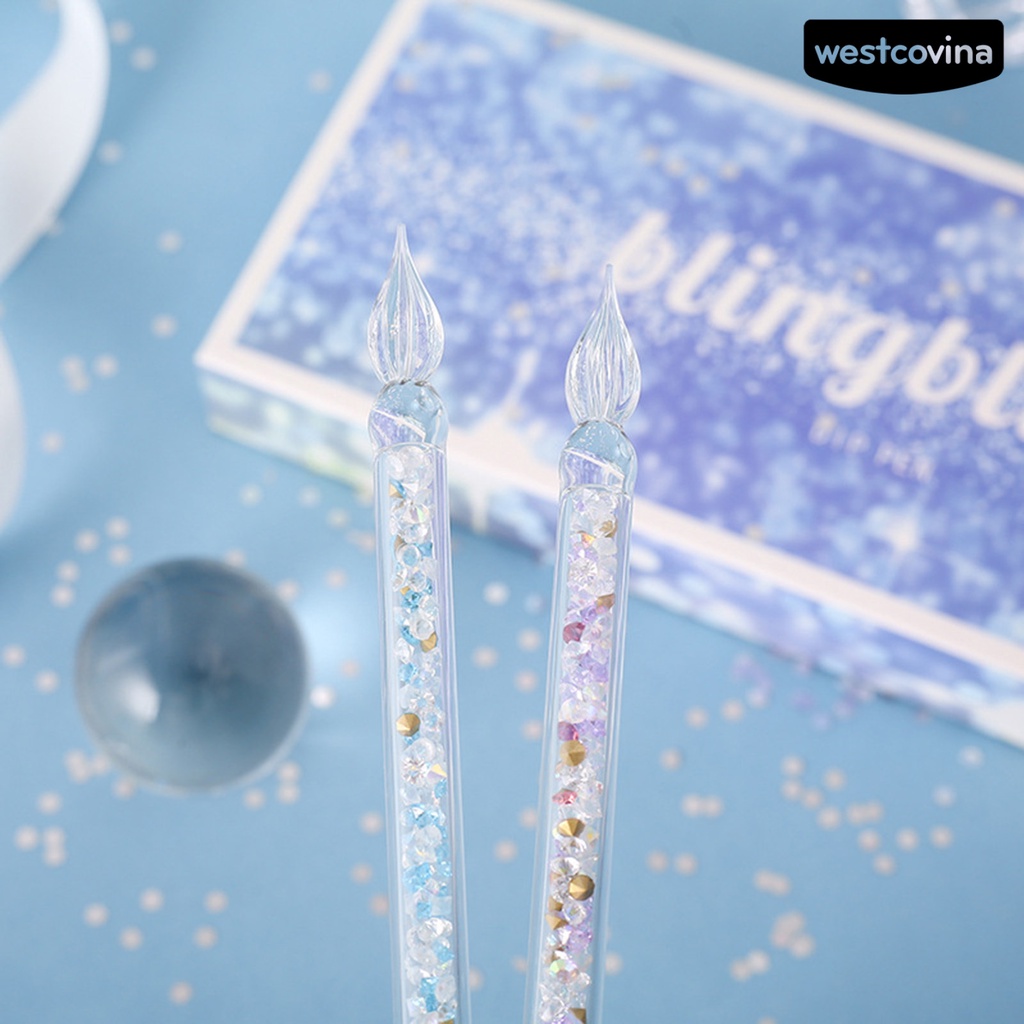 [Hot]✍Bút Ký Tên Bằng Kính Cỡ Nhỏ Họa Tiết Kim Cương Độc Đáo Trang Trí Nhà Cửa