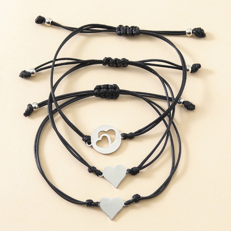 Flgo set 3 Vòng Tay Hình Trái Tim Rỗng Ghép Khắc Chữ Cho Mẹ Và Con Gái