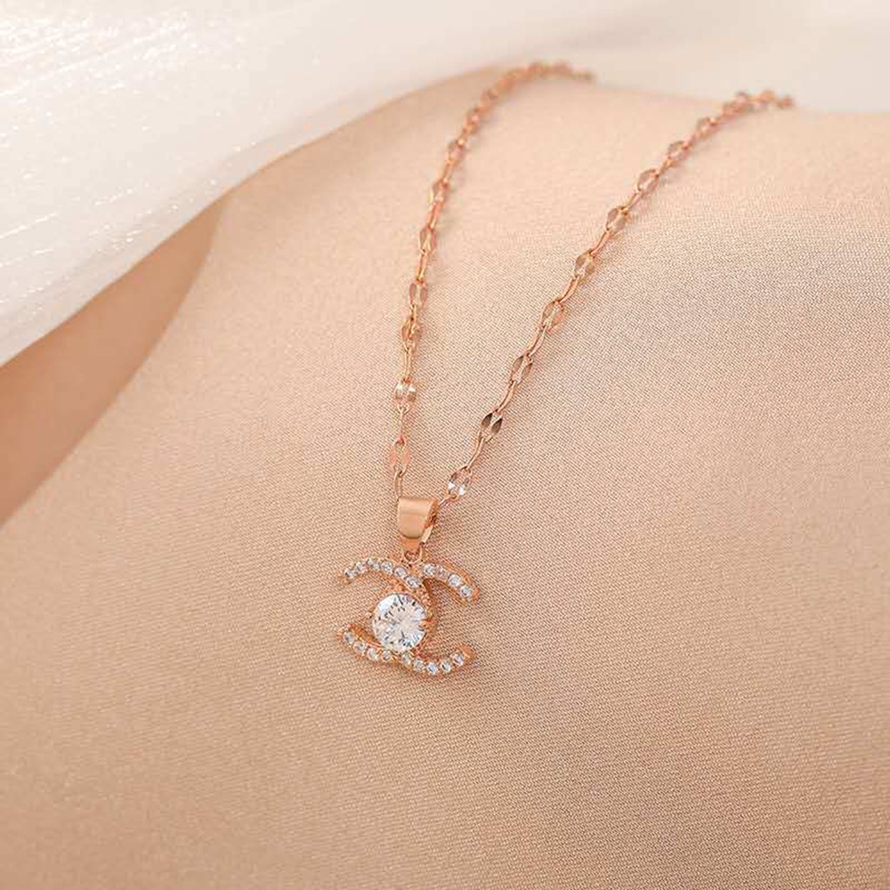 Dây chuyền mạ vàng 18K/ vàng hồng đính đá sang trọng thời trang dành cho nữ