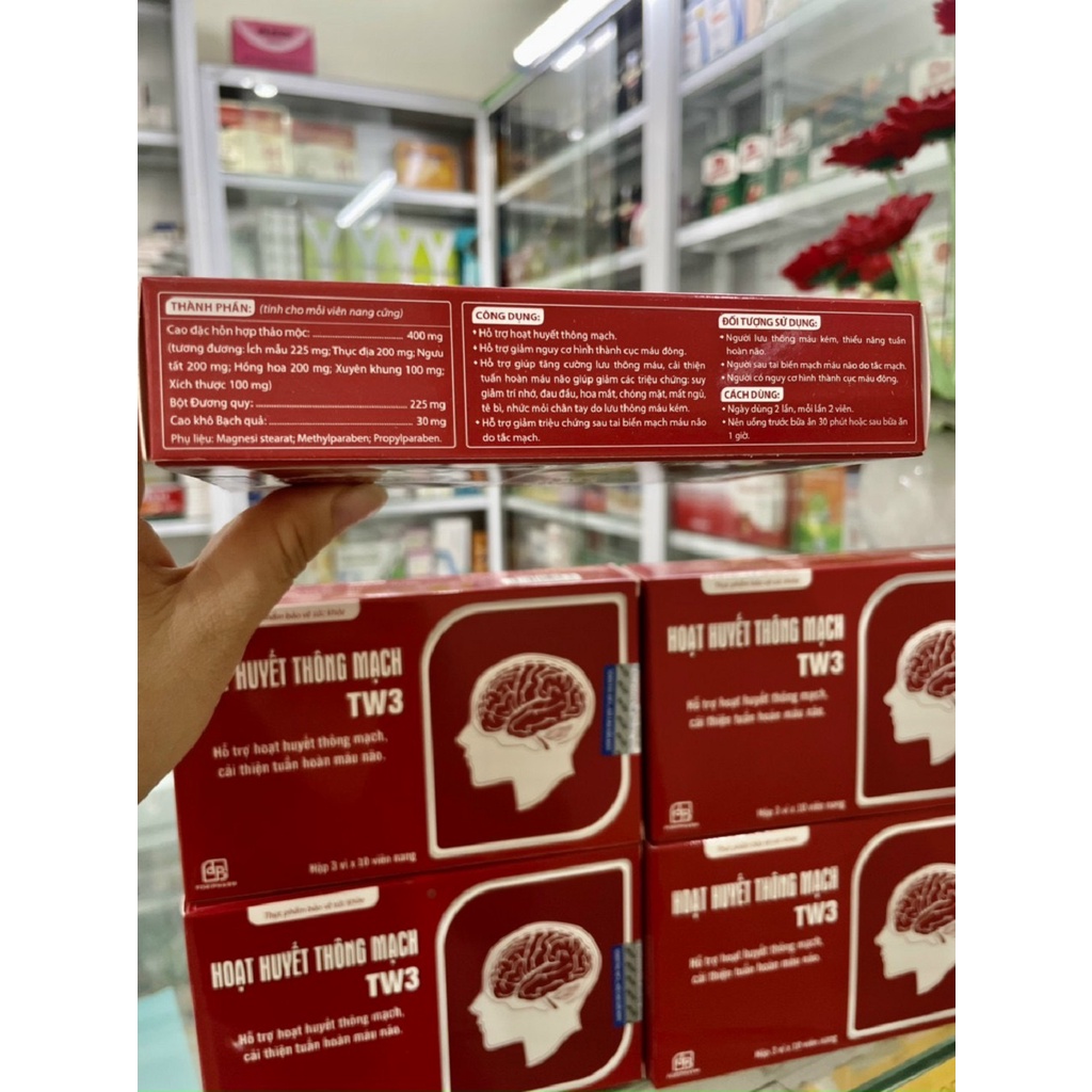Hoạt huyết thông mạch TW3 hỗ trợ cải thiện tuần hoàn máu não, giảm đau đầu hoa mắt chóng mặt mất ngủ hộp 30 viên