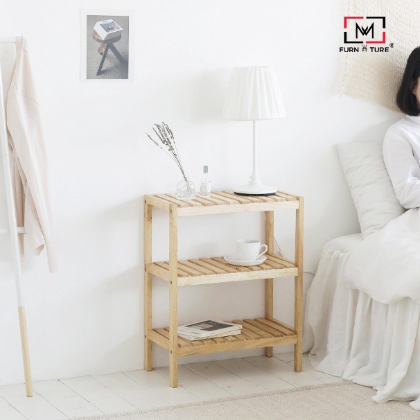 Kệ gỗ trang trí lắp ráp 3 tầng size 50 cm màu gỗ - MW FURNITURE - Nội thất căn hộ