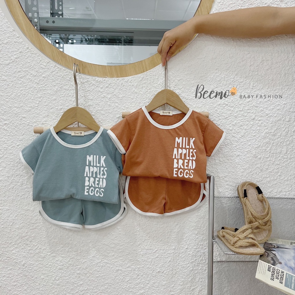 Bộ cotton cộc tay mềm mát cho bé, bộ thun unisex cá tính Beemo