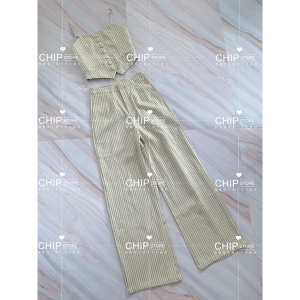 SET ÁO GILE - QUẦN ỐNG SUÔNG RỘNG KẺ SỌC VINTAGE CỰC SANG CHẢNH