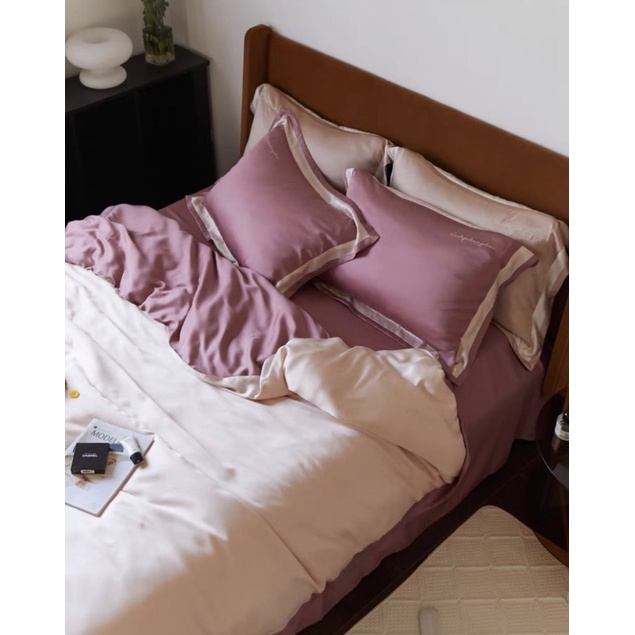 Ga Tencel ❤️ bộ chăn ga gối lụa tencel celine trơn màu dùng được hai mặt siêu mát cao cấp Mượt Decor nhập khẩu