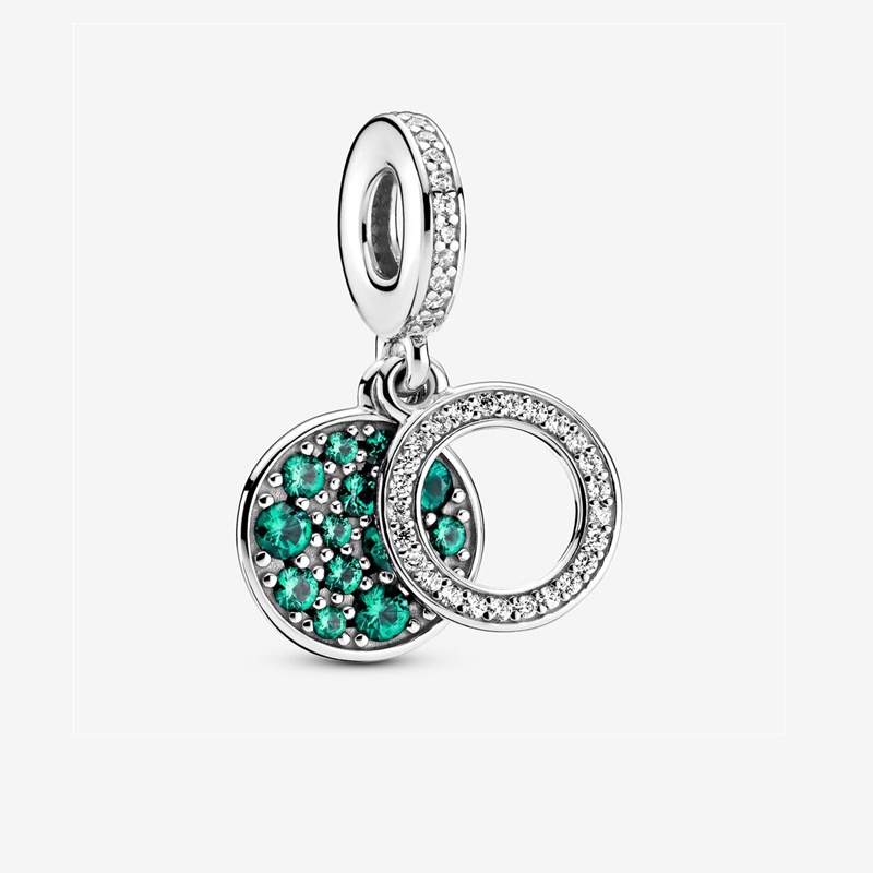 Quà tặng bên mặt dây chuyền đôi màu xanh lá cây sáng bóng