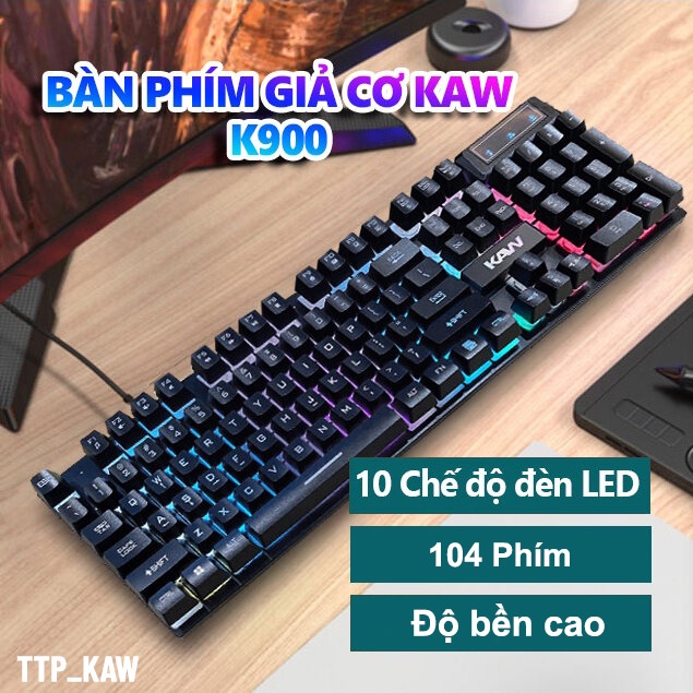 Bàn Phím Máy Tính Có Dây K600  Thiết Kế Giả Cơ Tích Hợp Đèn Led Vàng Đẹp Sử Dụng Dễ Dàng Nơi Thiếu Ánh Sáng