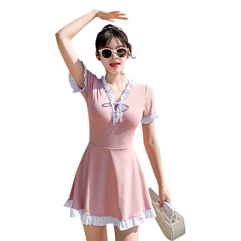 Bộ Đồ Bơi Một Mảnh Tay Ngắn Eo Cao Màu Trơn Kín Đáo Thời Trang Mới Dành Cho Nữ Ds-028217 | BigBuy360 - bigbuy360.vn