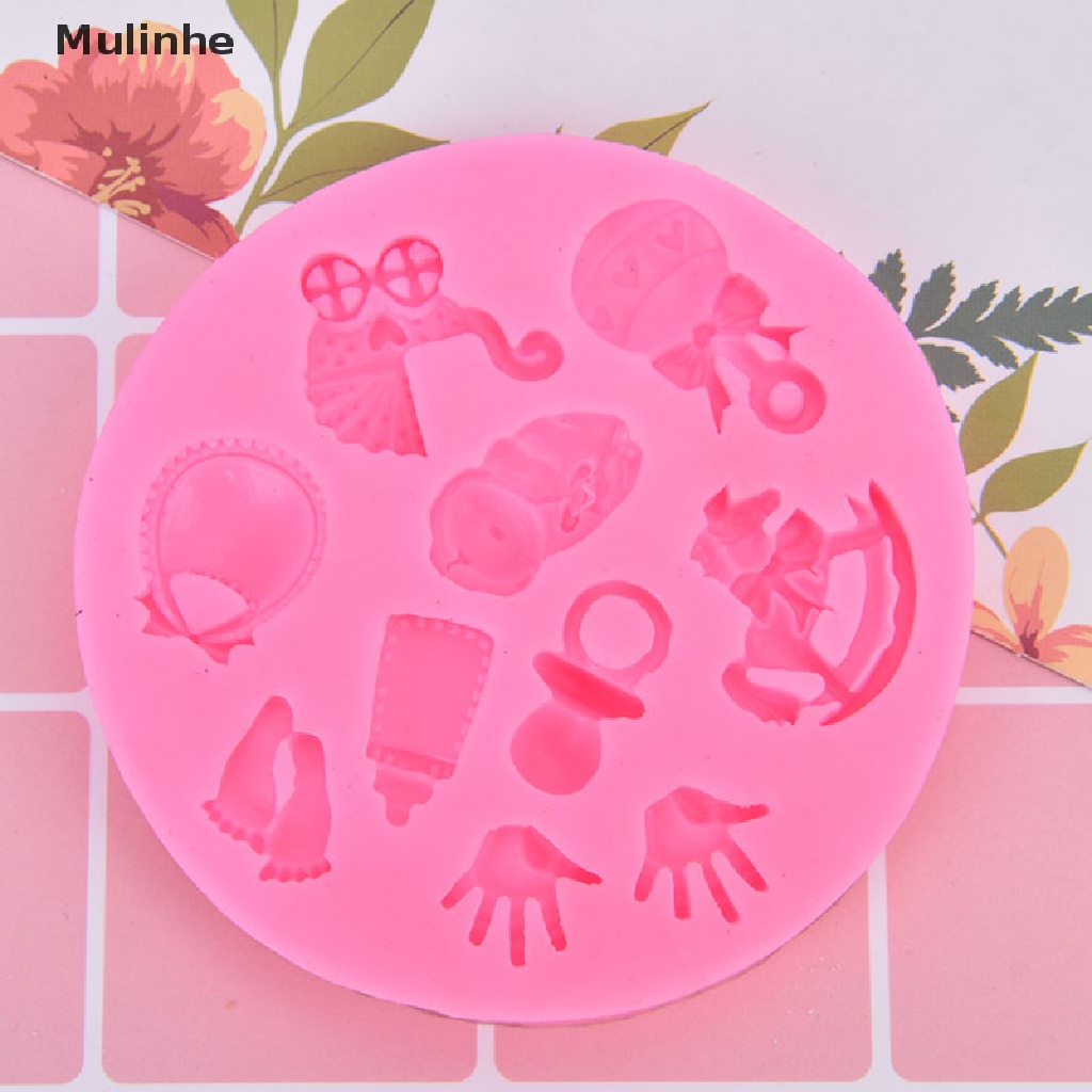 Khuôn Silicone Tạo Hình Xe Đẩy Em Bé 3D Trang Trí Bánh