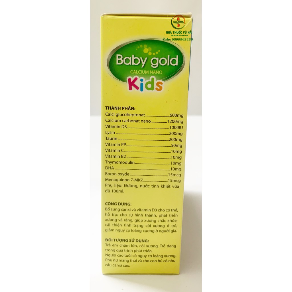 Baby gold calcium giúp xương và răng chắc khỏe giảm còi xương ở bé