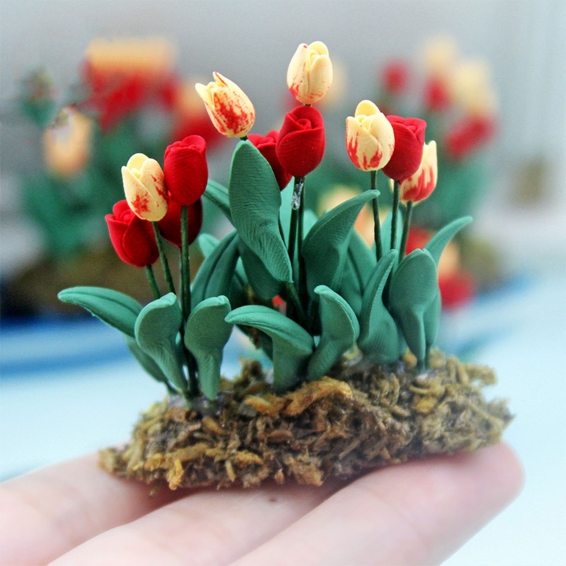 Mô Hình Hoa Tulip Trang Trí Nhà Búp Bê
