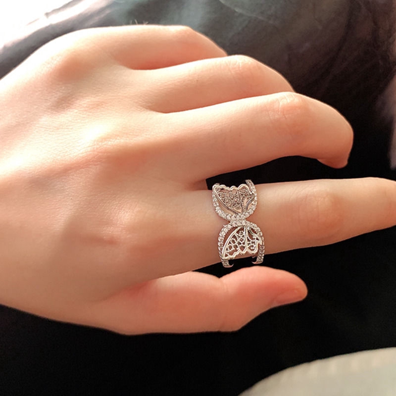 Nhẫn Đính Đá Zircon Kiểu Dáng Đơn Giản Hợp Thời Trang
