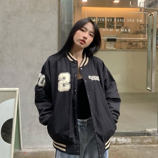 Áo khoác bomber "CREW" - Đen