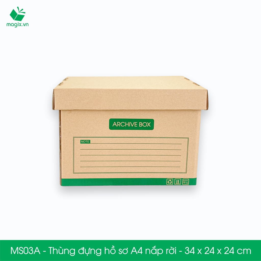 MS03A - 34x24x24 cm - Combo 5 Thùng đựng hồ sơ A4 nắp rời