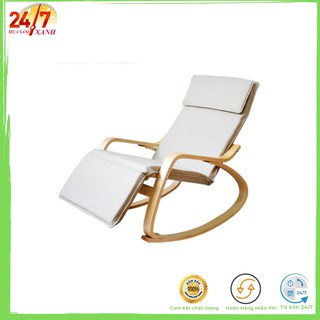 (Xả tồn kho)Ghế thư giãn Poang dài , ghế đọc sách , có gác chân thông minh - màu sắc đẹp nhẹ nhàng trang nhã