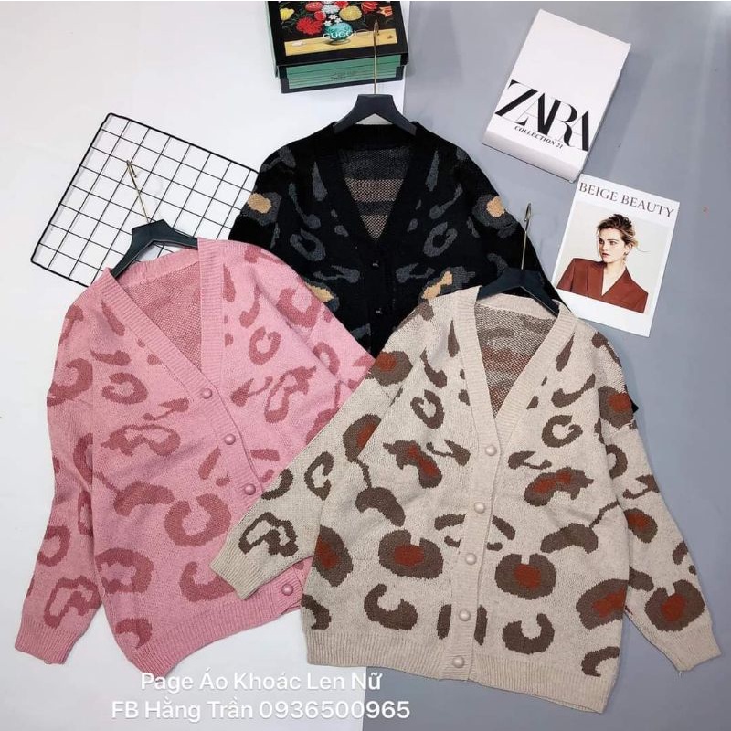 Áo khoác cardigan họa tiết, form rộng, hàng có sẵn.