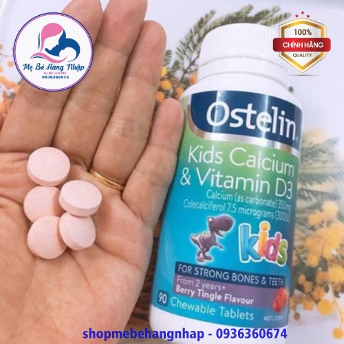 Canxi Ostelin khủng long cho bé - Ostelin Kids Calcium &amp; Vitamin D3 Úc 90 viên