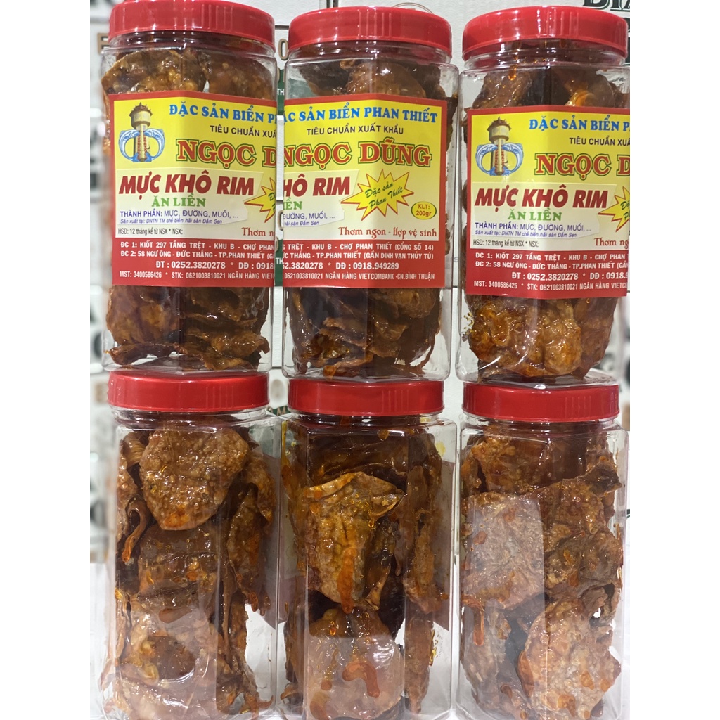Mực Khô Rim ( ăn liền ) là món ăn ngon của Shop Đặc Sản Biển Phan Thiết NGỌC DŨNG; Hộp 200 gram. HSD 12 tháng