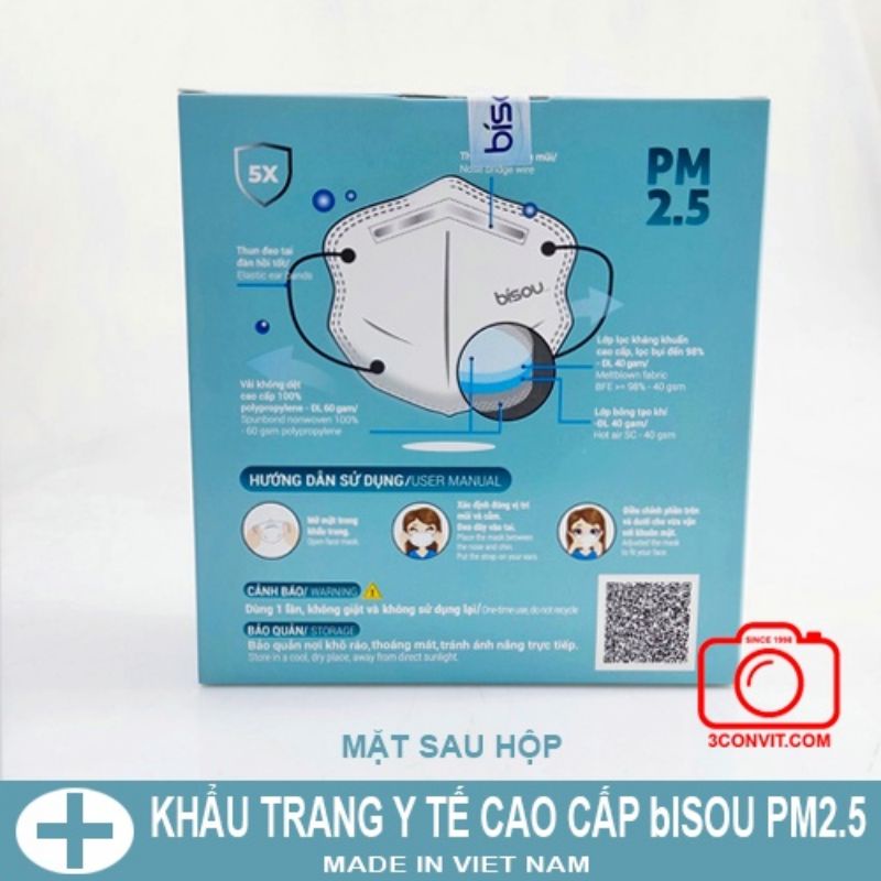 Hộp 10 chiếc khẩu trang y tế chống bụi mịn cao cấp PM2.5