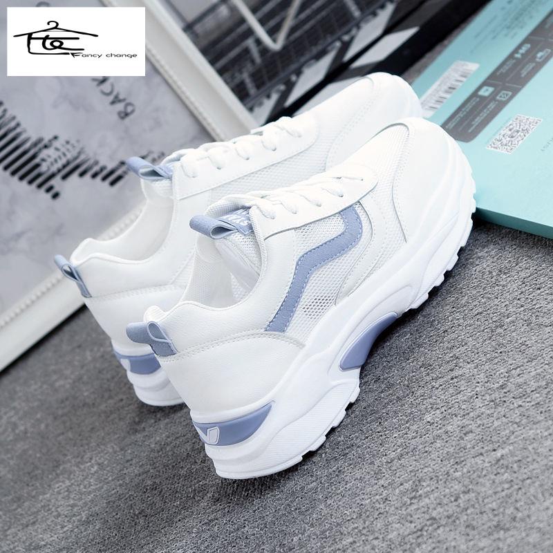 Giày Thể Thao Da Đế Dày Phối Lưới Thoáng Khí Thoải Mái Dễ Phối Đồ