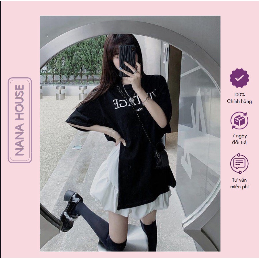 Set Váy Nữ Áo phông chữ Chân xòe phong cách ulzzang Hàn Quốc