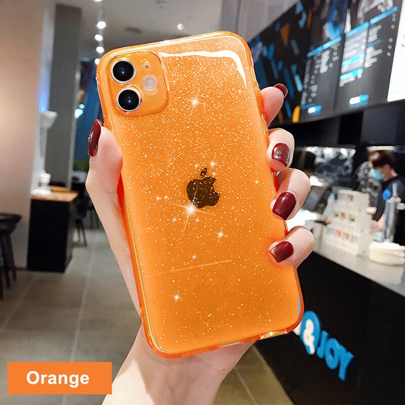Ốp Điện Thoại Silicon Mềm Trong Suốt Phối Kim Tuyến Cho iPhone 12 11 Pro Max Mini 13 Pro Max
