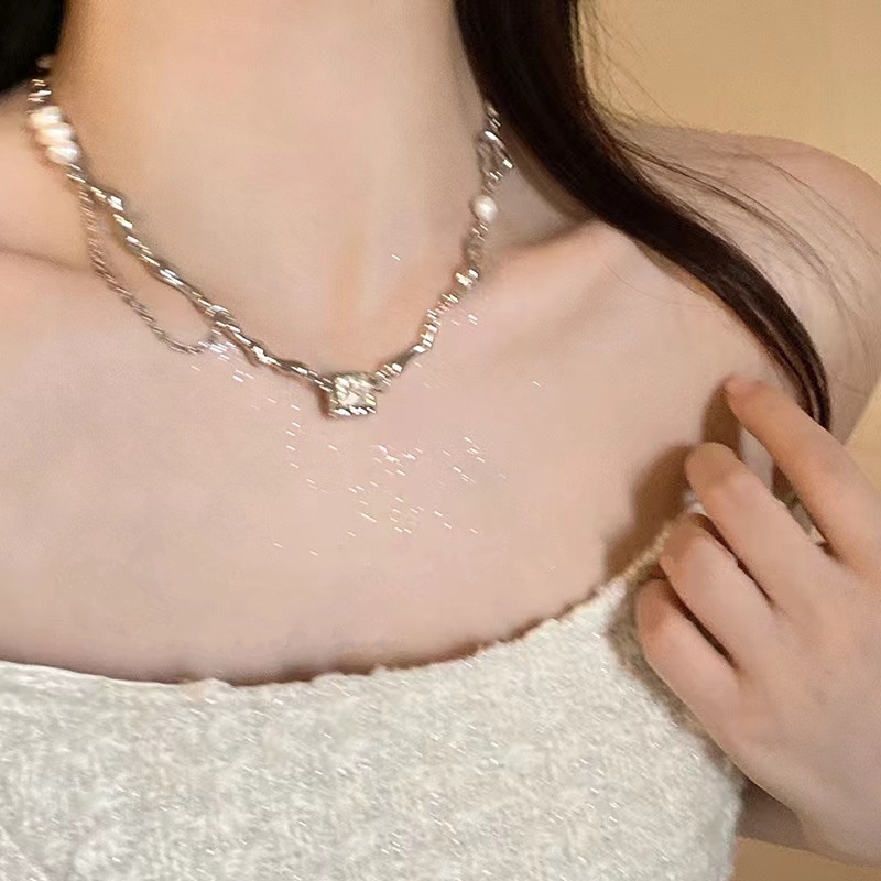 Dây Chuyền Màu Đen Đính Đá Zircon Phong Cách Hip Hop Hàn Quốc Cá Tính Không Phai Màu