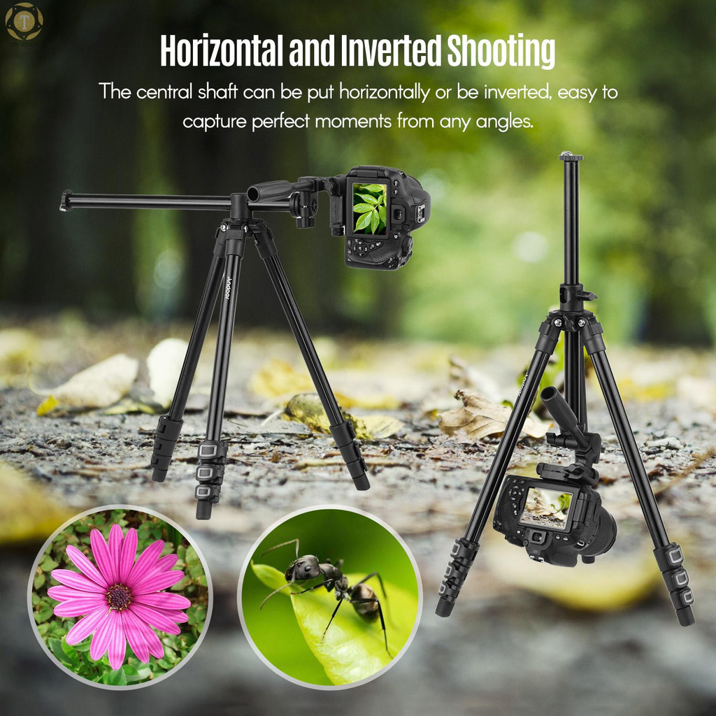 Shipped within 12 hours】 Andoer Q160HA Professional Video Tripod Horizontal Mount Heavy Duty Camera Tripod with 3-Way Pan & Tilt Head for DSLR Cameras Camcorders Mini Projector Compatible with Canon Nikon Sony Tripod [TO]