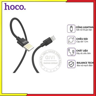Cáp sạc nhanh hoco u55 dây dù 2.4a, cổng kết nối lightning, dài 1.2m