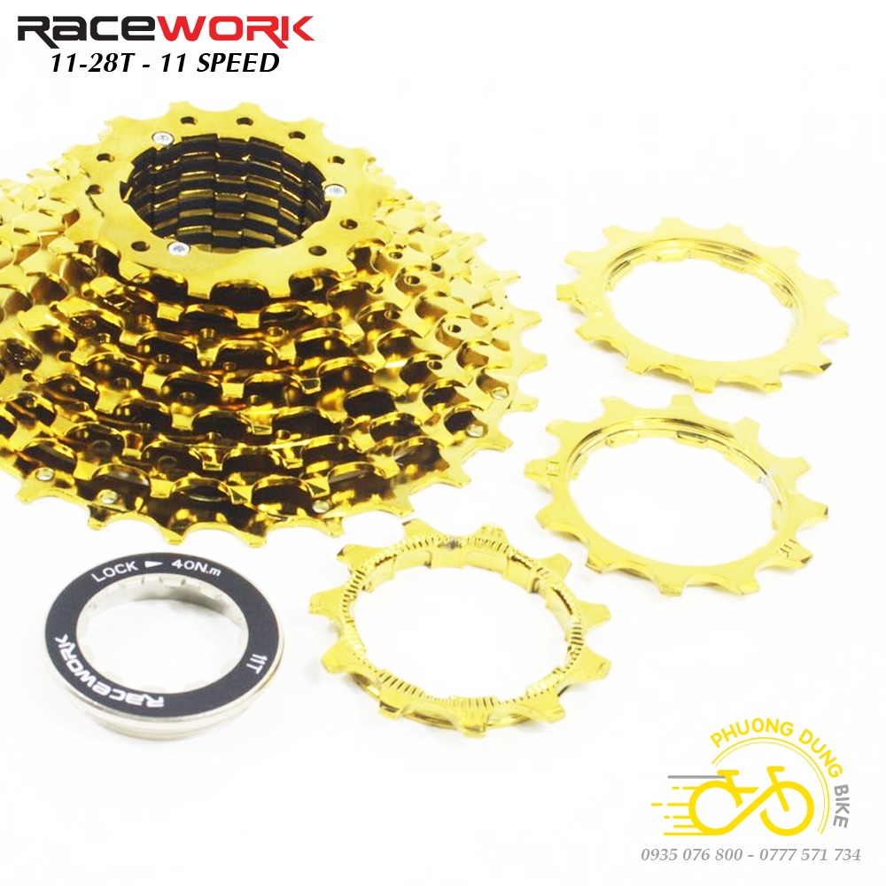 Líp thả líp 11 xe đạp RACEWORK 11-28T / 11-32T (VÀNG) - Hàng Chính Hãng