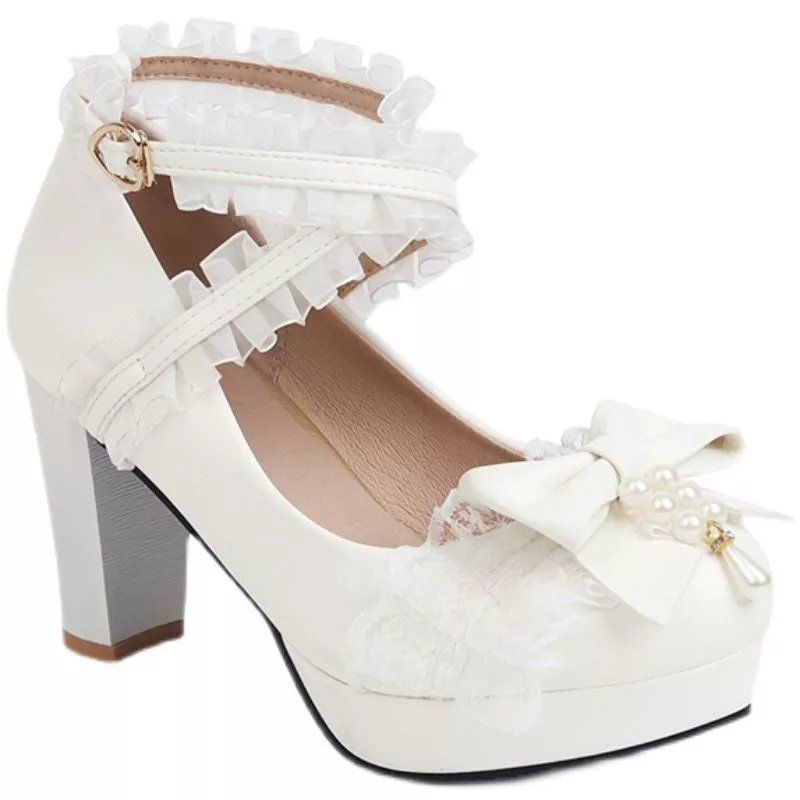Giày Cao Gót Mũi Tròn Phong Cách Lolita Cho Nữ