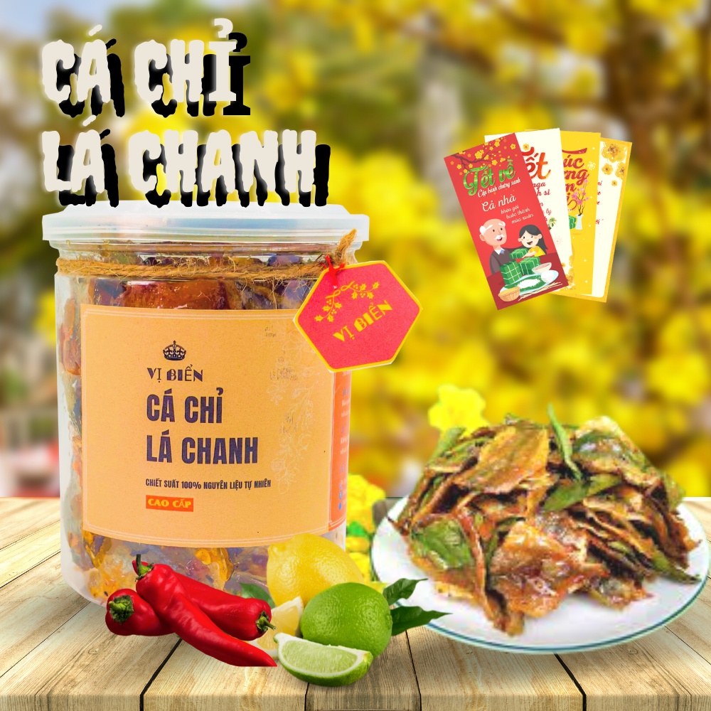 Cá Chỉ Vàng Khô Sốt Lá Chanh Vị Biển, Đồ Ăn Vặt Hủ Pet 200gr Ăn Liền