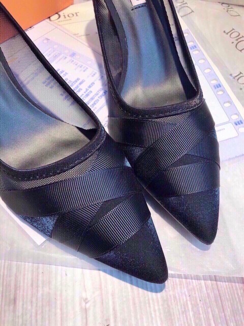 Cao gót thân lưới gót nhọn 5cm mũi quấn vải